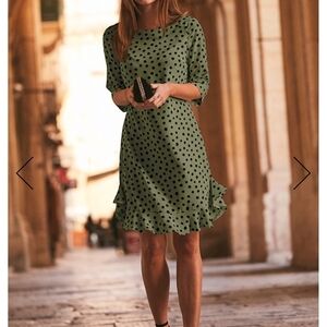 Chic Green Polka Dot Midi Dress